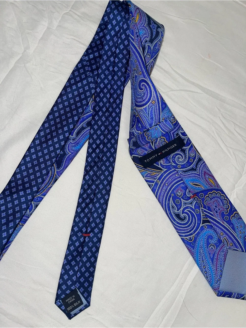 Tommy Hilfiger Blue Paisley Men's Tie with Navy Accents